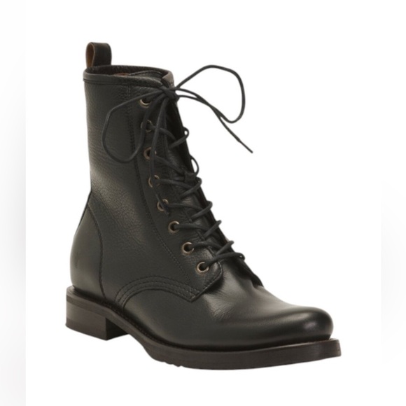 FRYE Leather Veronica Combat Boots